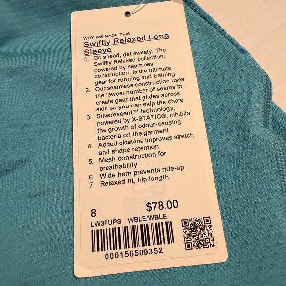 NWT Lululemon Swiftly Relaxed Long-Sleeve Shirt *Hip Length Washed Blue Size 8 - Picture 3 of 6